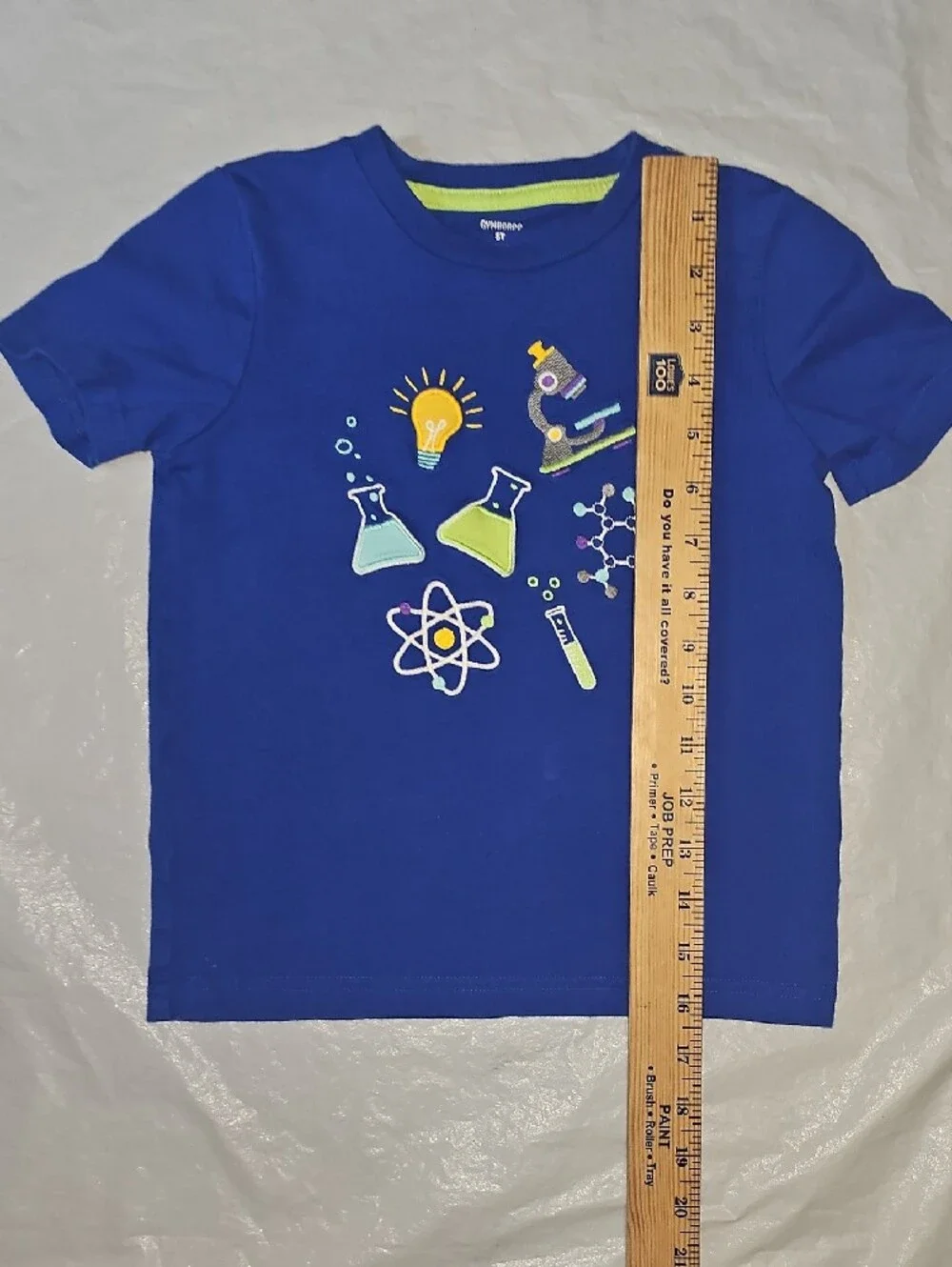 Gymboree Boys 5T Embroidered Science T-Shirt Blue Used